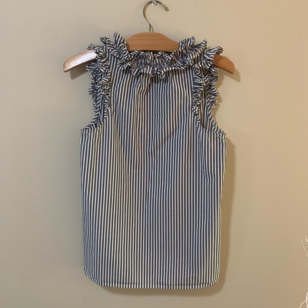 J. Crew Sleeveless Top Shirt Ruffles Stripes - Picture 5 of 8